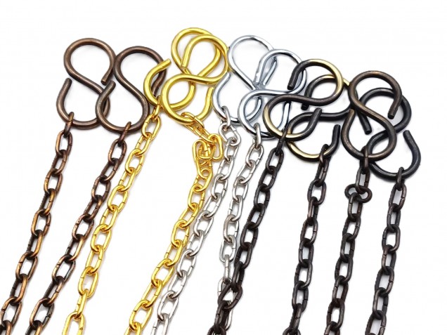 Plated Chandelier Chain With 2 S Hooks 6kg Max. Choice Of Finish And Length