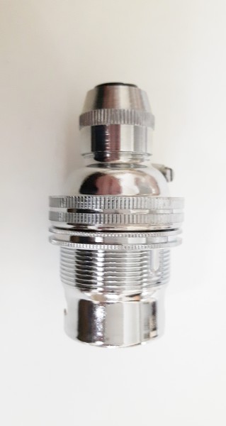 Lamp holder with cord grip B22 chrome