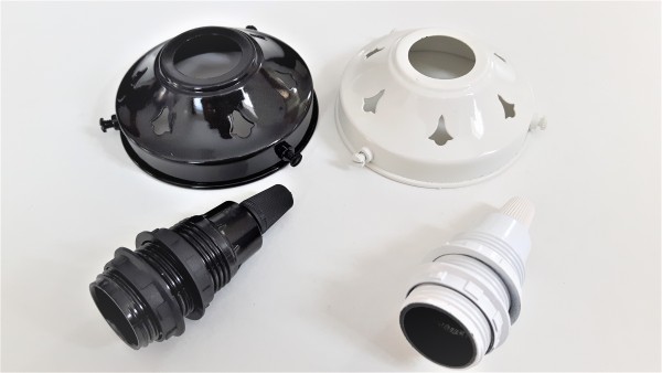 E14 SES lamp holder with 3 1~4 inch gallery in black or white