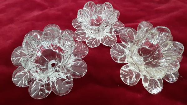 Hand blown glass flowers small open