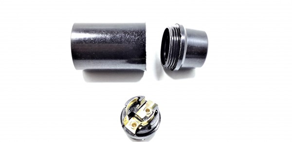 E14 Bulb Lamp Holder 3 Part Plain Skirt Black Plastic