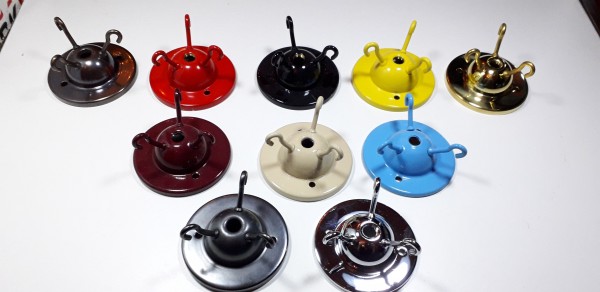 3 hook ceiling rose with cord grip and screws in brass