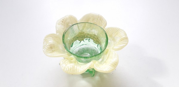 Vintage Murano Chandelier glass bobeche in green and yellow
