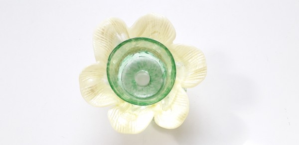 Vintage Murano Chandelier glass bobeche in green and yellow