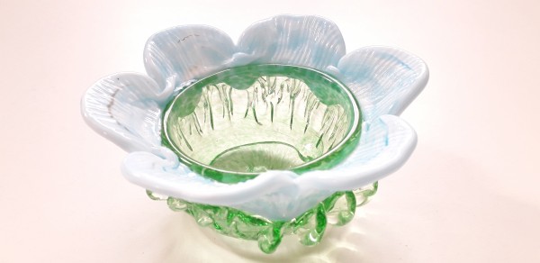 Vintage Murano Chandelier glass bobeche in green and blue