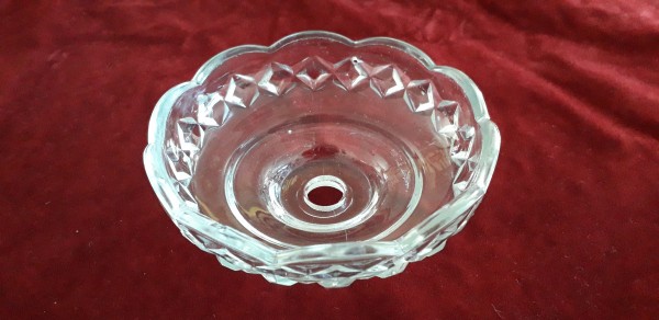 Glass Bobeche with cross pattern 110mm wide