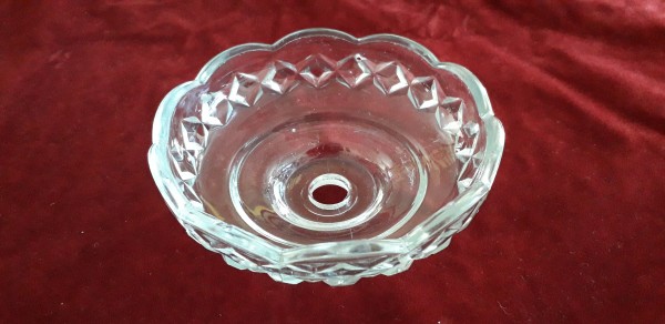 Glass Bobeche with cross pattern 110mm wide