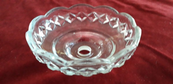 Glass Bobeche with cross pattern 110mm wide