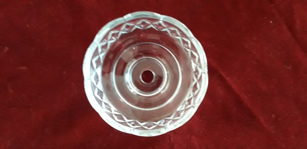 Glass Bobeche with cross pattern 110mm wide