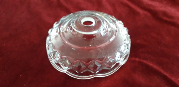 Glass Bobeche with cross pattern 110mm wide