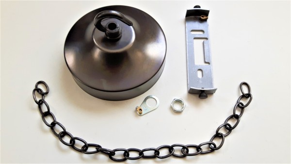 ceiling rose and strap with open hoop and 12 inches of chain Old bronze 