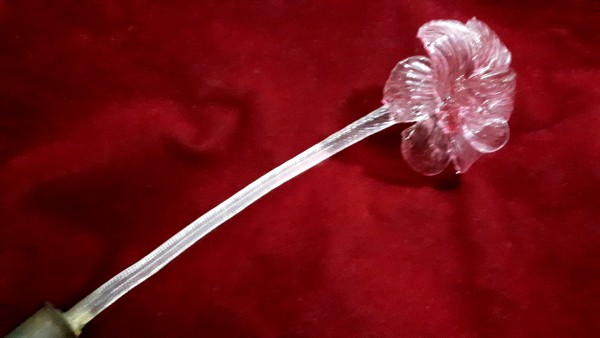 Murano Chandelier red Flower clear Stem tray GM1    