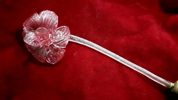 Murano Chandelier red Flower clear Stem tray GM1    