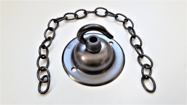 Ceiling Rose Hook in dark bronze with chain