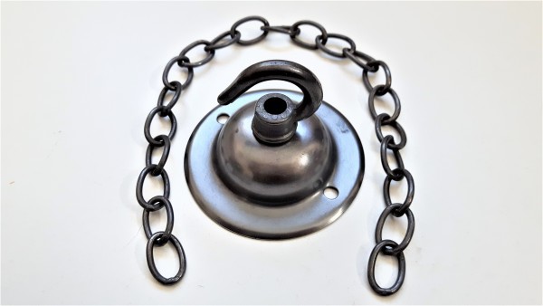 Ceiling Rose Hook in dark bronze with chain