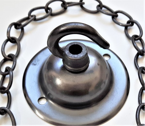 Ceiling Rose Hook in dark bronze with chain