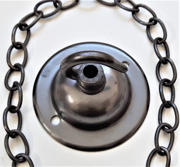 Ceiling Rose Hook in dark bronze with chain