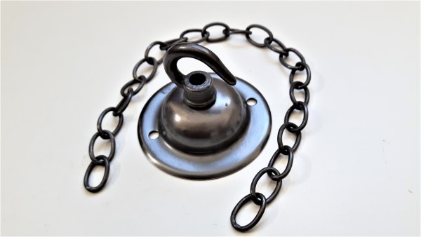 Ceiling Rose Hook in dark bronze with chain