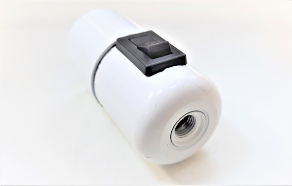 Bakelite switched lamp holder ES E27 Plain skirt white with black switch 10MM base thread 