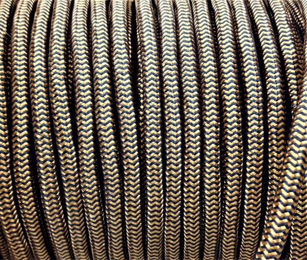 3 Core Round Electrical Pulley Cable Old Gold And Black 