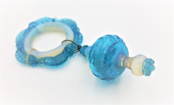 Venetian Chandelier finial Drop Dark Blue and milky blue 