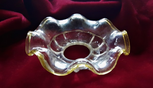 Clear with amber rim Murano chandelier drip pan Bobeche 100mm