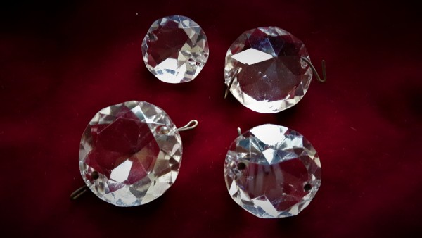 Crystal Chandelier Round Flat Back Button Original 19th Century Buttons