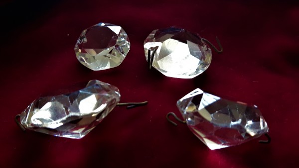 Crystal Chandelier Round Flat Back Button Original 19th Century Buttons