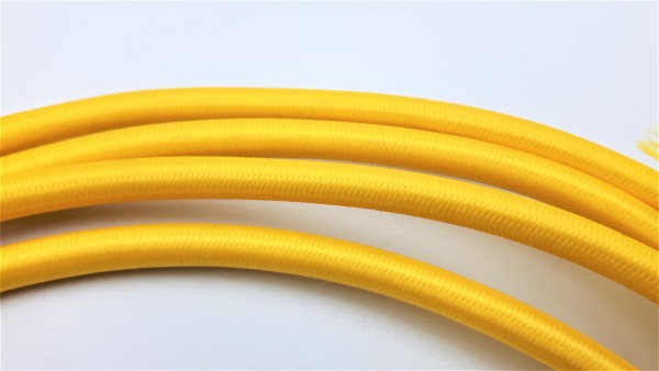 Yellow Silk Braided 3 Core Round Lighting Cable 0.50mm Inner Core