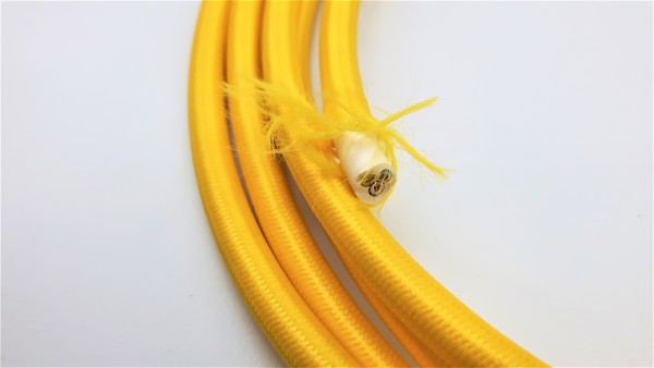 Yellow Silk Braided 3 Core Round Lighting Cable 0.50mm Inner Core