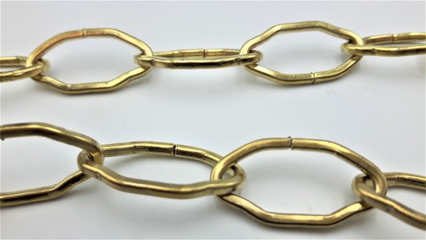 Chandelier 3 hook ceiling plate in brass with 3 x 12 inch lengths of brass plated gothic chain