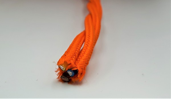 Braided 3 core silk flex lighting cable orange 0.75mm