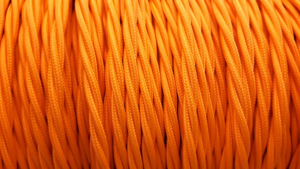 Braided 3 core silk flex lighting cable orange 0.75mm