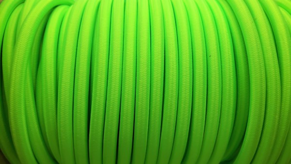 Lime Green Round Electric Cable Silk Covered 3 Core 0.50mm