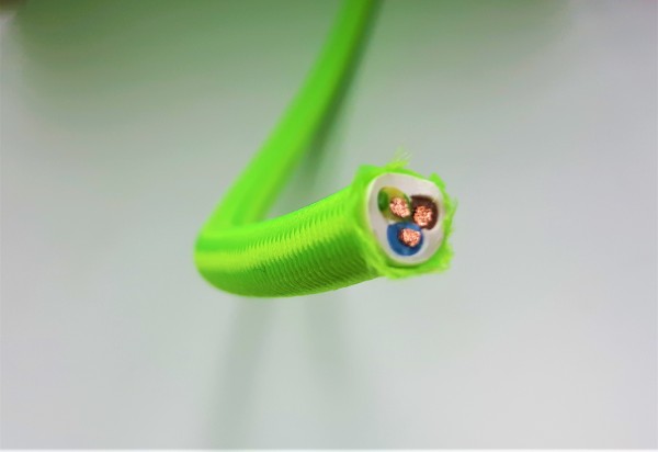 Lime Green Round Electric Cable Silk Covered 3 Core 0.50mm
