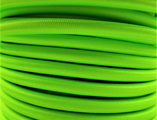 Lime Green Round Electric Cable Silk Covered 3 Core 0.50mm