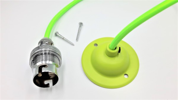 Green Ceiling Rose With Chrome B22 lamp holder