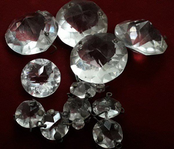 Crystal Button Divider Round Double Point  - Victorian Era 