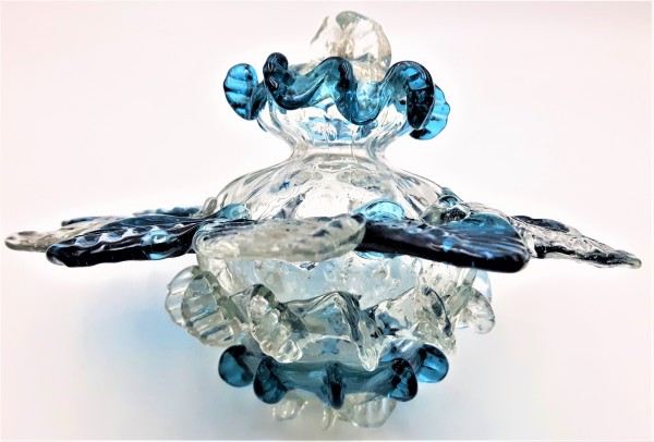 Antique Murano Chandelier bottom ball Circa 1800 Blue and Clear Large