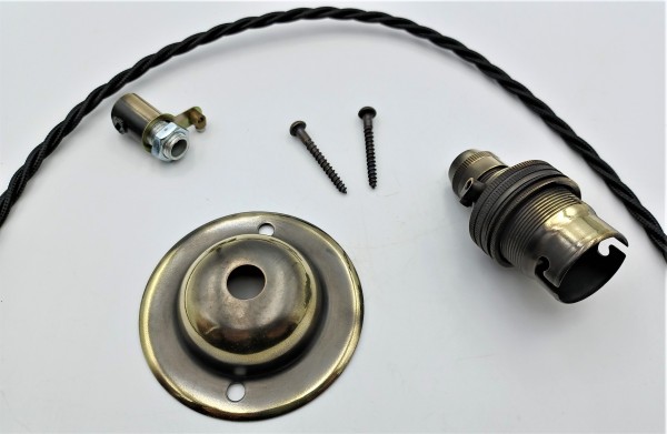 Brushed Antique Ceiling Rose With B22 Lamp Holder Set   