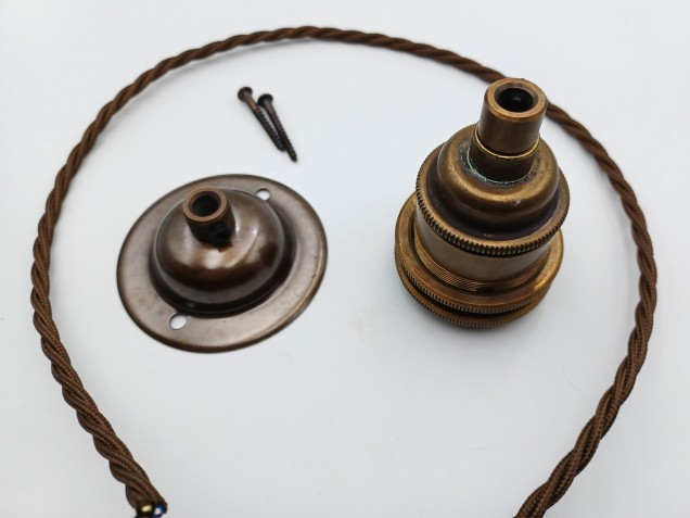 Antique Brass Ceiling Pendant With E27 Lamp Holder 