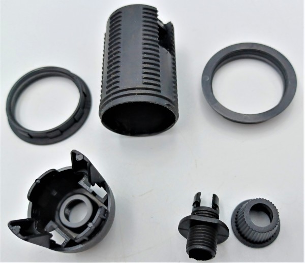 Cord grip Lamp Holder E14 SES Threaded Skirt With Shade Rings M10 Base In Black x 2