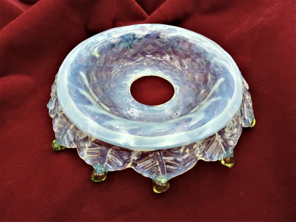 Murano Bobeche Milky Blue with green tips 