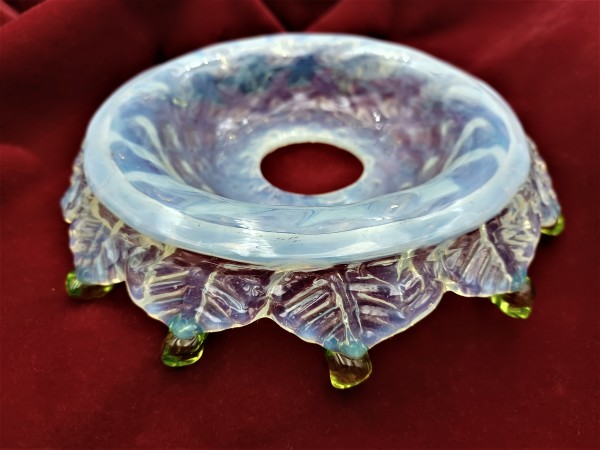 Murano Bobeche Milky Blue with green tips 