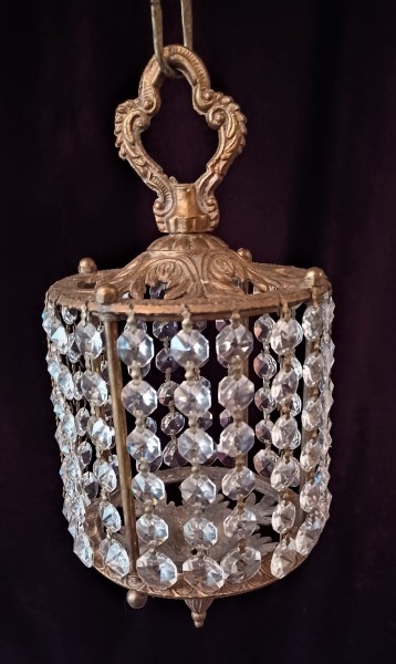 Vintage Single Light Crystal Chandelier Lantern SOLD