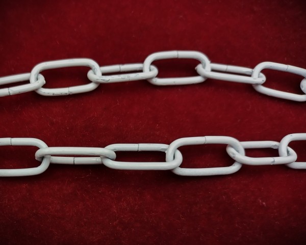 White triple ceiling hook plate with 3 chains and cord grip