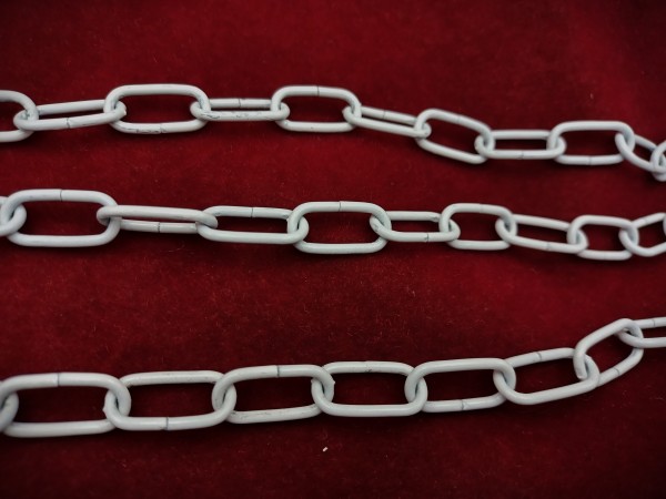 White triple ceiling hook plate with 3 chains and cord grip