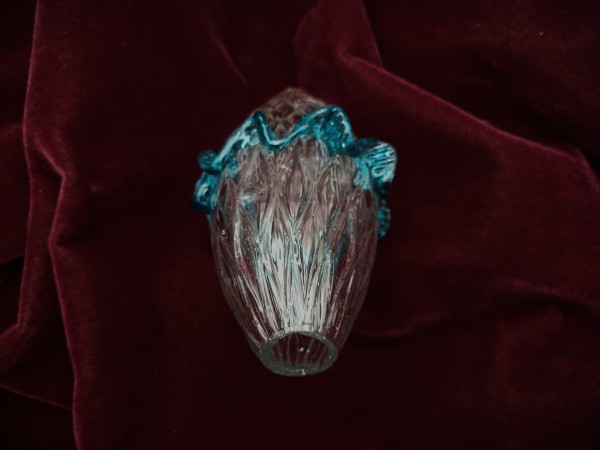 Murano Chandelier Stem Glass Turquoise and Clear Antique