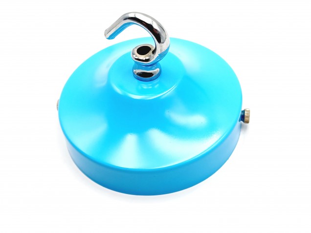 Blue and chrome ceiling rose hook large or small with optional chain