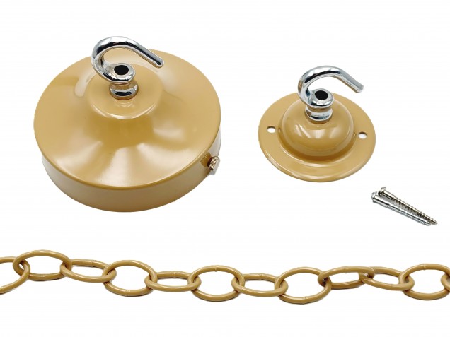 Beige and chrome ceiling rose hook large or small with optional chain 